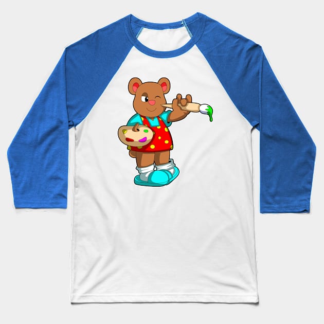 Bear as Painter with Brush & Paint Baseball T-Shirt by Markus Schnabel